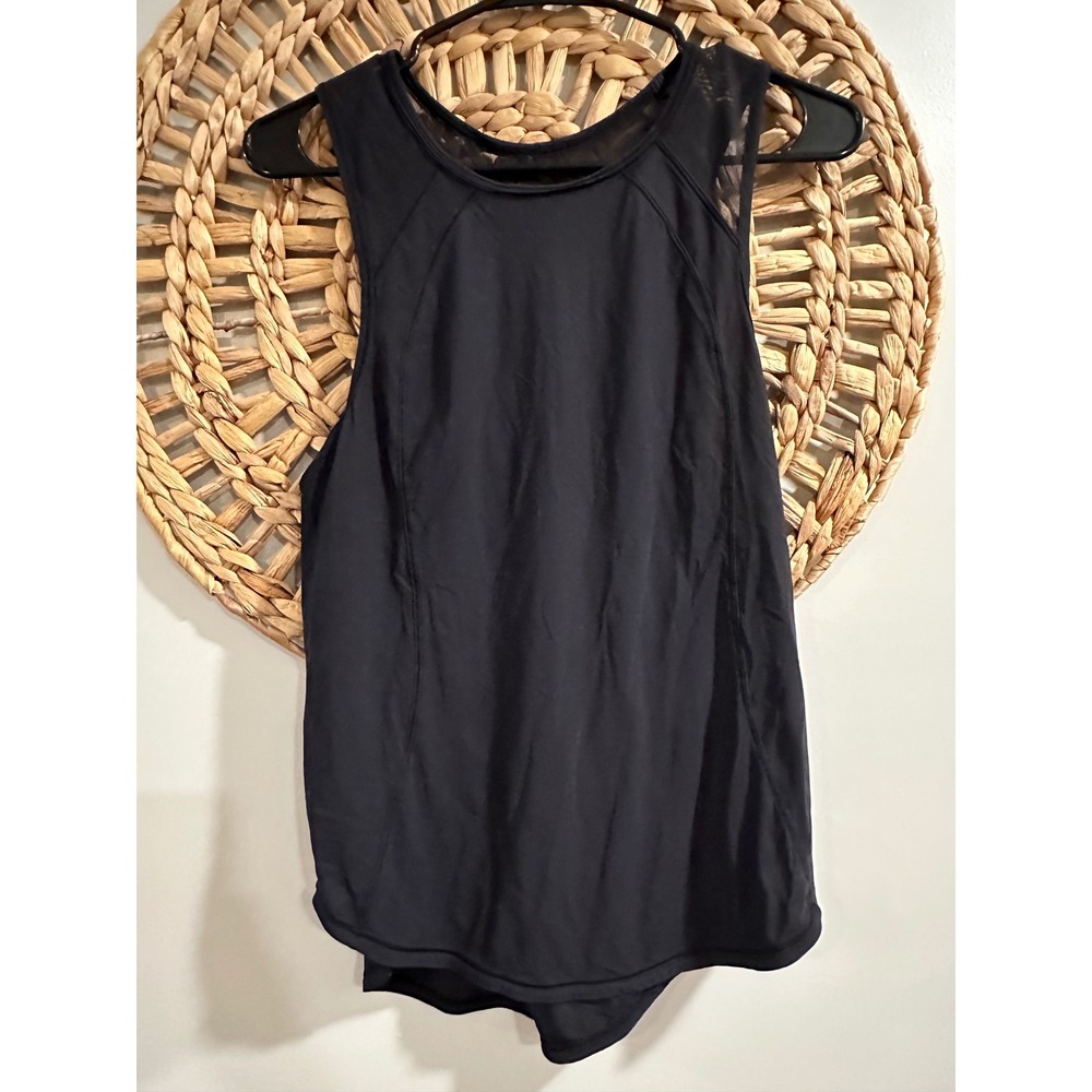 Lululemon Black Mesh Keyhole Back Activewear Tank Top Womens Size 4